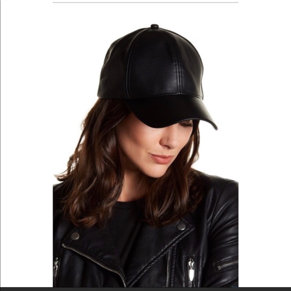 Free Press Star embossed faux leather hat NWOT